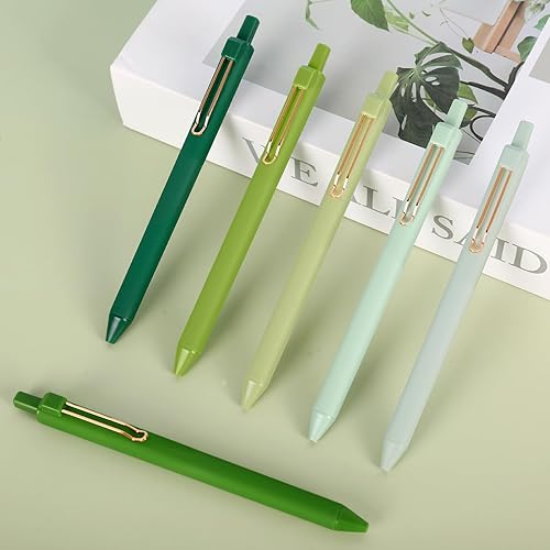 Miniatura 4 de Whaline 12 bolígrafos de gel de tinta negra, bolígrafos retráctiles de color verde degradado, bolígrafos de escritura de punta fina de 0.020 in,