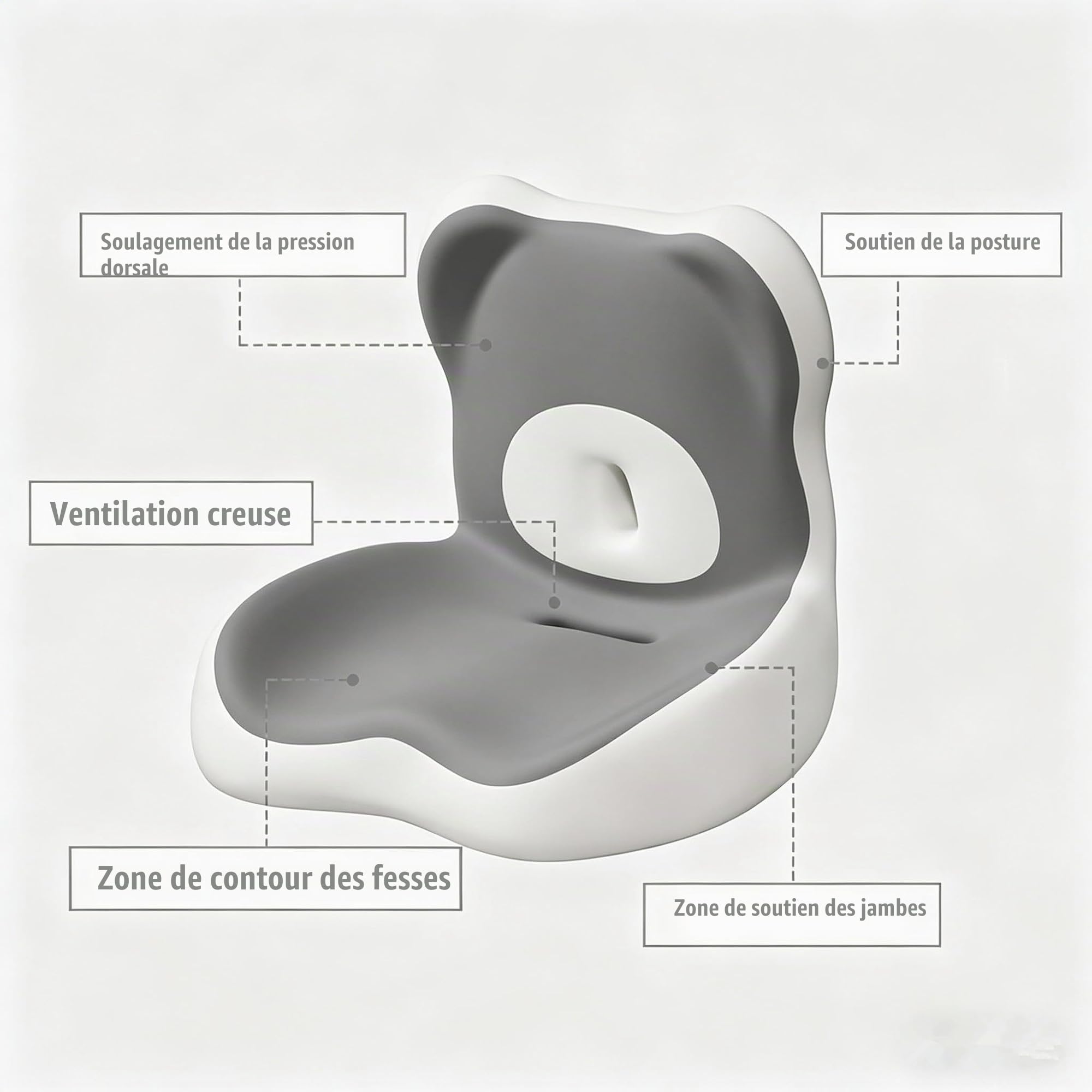 Coussin d'assise orthopédique avec Dossier, Grand Coussin d'assise Ergonomique en Mousse à mémoire de Forme, Coussin de Coccyx Confortable pour la Maison, la Voiture, Le Fauteuil Roulant et