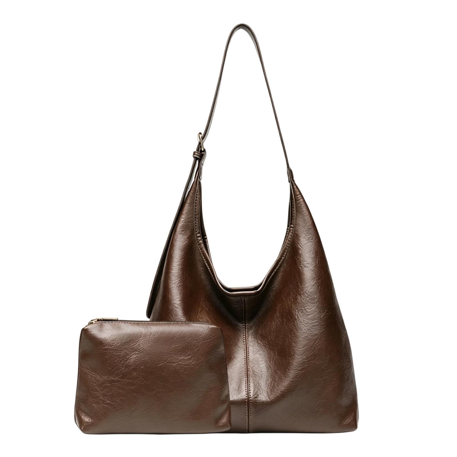 Bolso de hombro de cuero flexible y holgado con correa ajustable que se adapta a tu ritmo 8