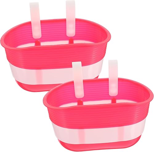 BESPORTBLE Cesta de scooter para niños, linda caricatura, bicicleta, crucero, manillar delantero, cesta de transporte, accesorios color rosa