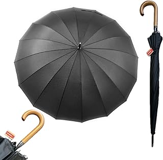 JNR Paraguas Grande XXL Resistente Al Viento,16 Varillas Reforzadas,Paraguas Plegable Antiviento Dama o Caballero, Mujer H...