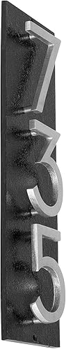 Montague Metal Products Placa de dirección vertical con números modernos flotantes de 3 pulgadas, letrero de dirección montado, letrero de números
