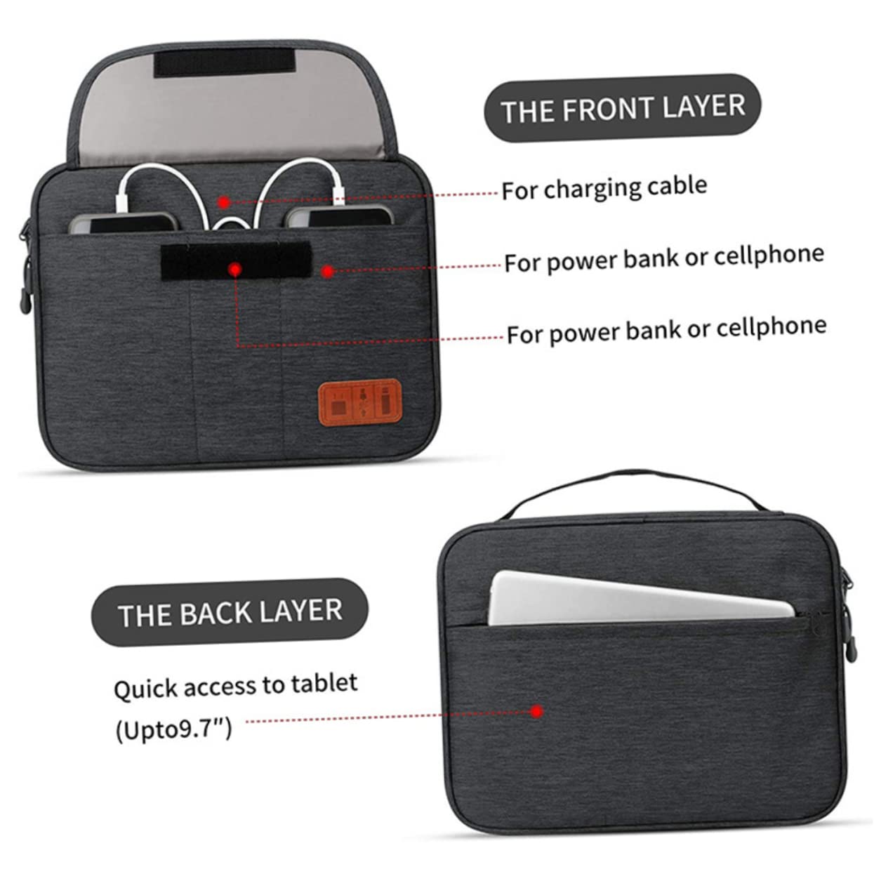 Angoily Organizer per Cavi da Esterno Strati Custodia per Dispositivi Elettronici e Digitali Borsa per Organizzare Cavi Accessori e Dispositivi Vari Spazio di Archiviazione Ampio