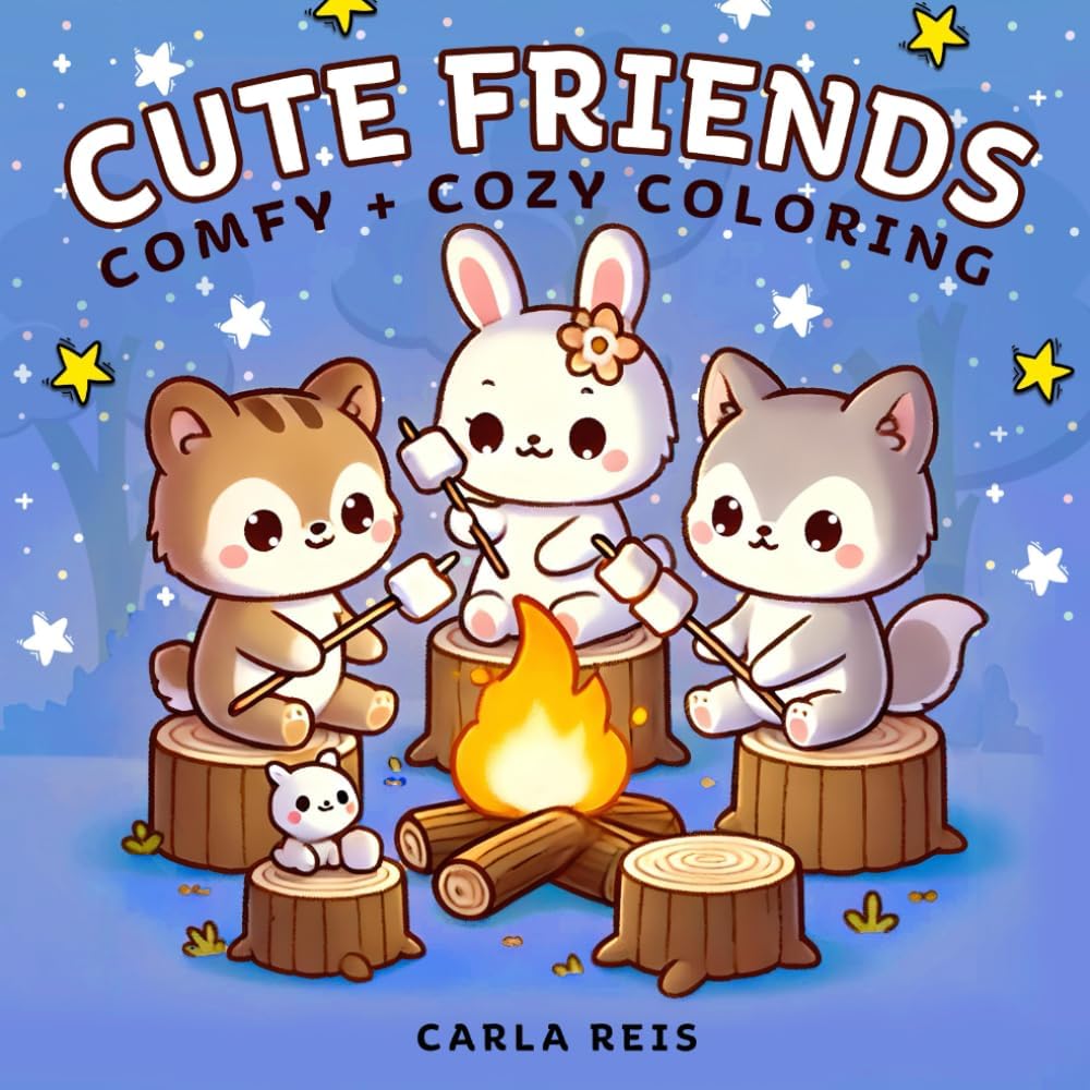 Cute Friends: Coloring Book for Adults and Teens With Super Cute Animal Characters. Easy and Simple Designs for Relaxation. Paperback – July 5, 2024