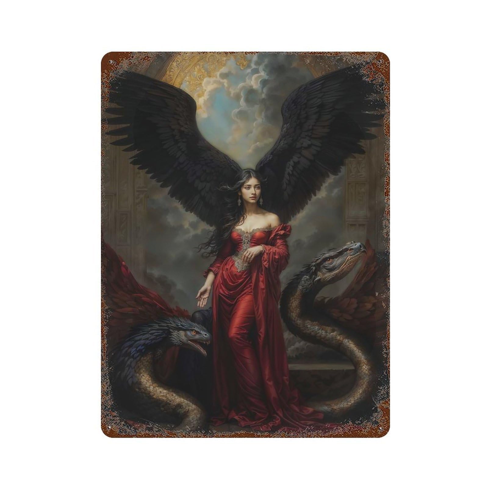 Renaissance Lilith Rustic Tin Plaque 15.7"x11.8", Novelty Wall Decor for Garage, Pub Or Kitchen