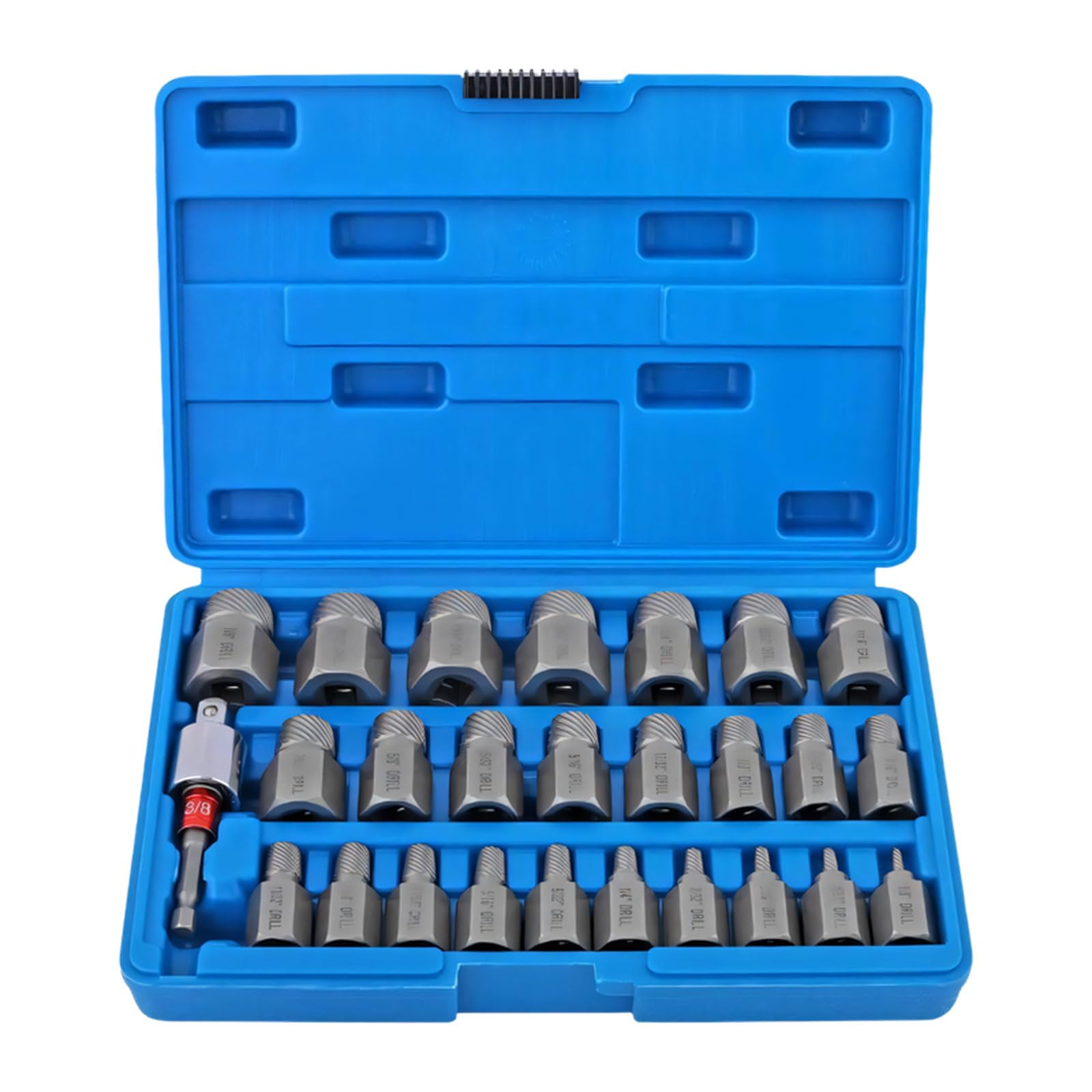 WEILWH 27Pcs Hexagonal Brokend Screw Extractor Set High Strength Alloy Steel For Rusted Bolts Removal With Storage Case
