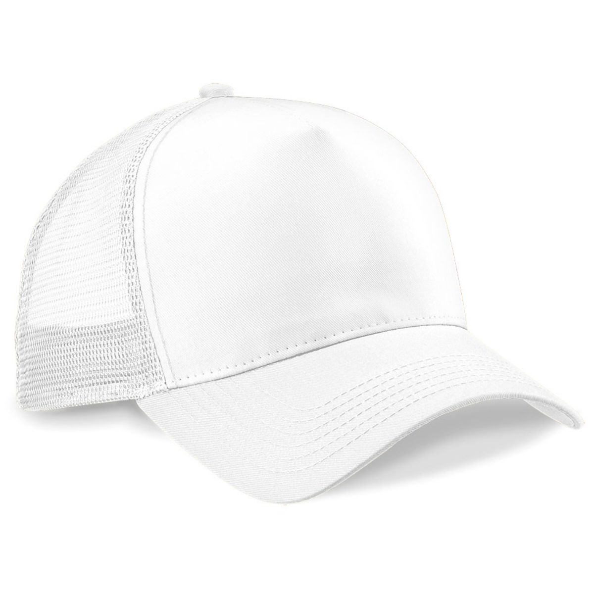 Beechfield White White Mesh Baseball Cap One Size