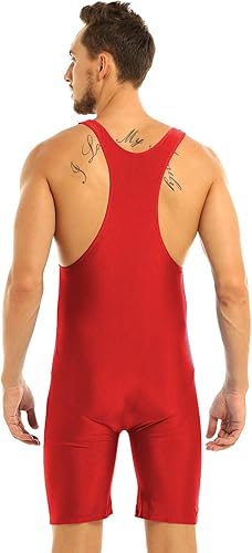 Miniatura 4 de FEESHOW Enterizo deportivo de una pieza para hombre con leotardo de lucha libre