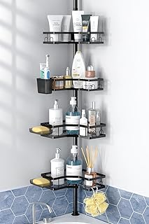 Corner Shower Caddy Tension Pole: 4tier Adjustable Rustproof Bathroom Or...