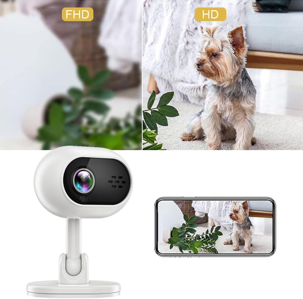 1080P Wifi Ip Voice Intercom Camera, Security Action Indoor Camera, Night Vision Device Video Mini Surveillance, 1080P WIFI Baby Monitoring Camera, White