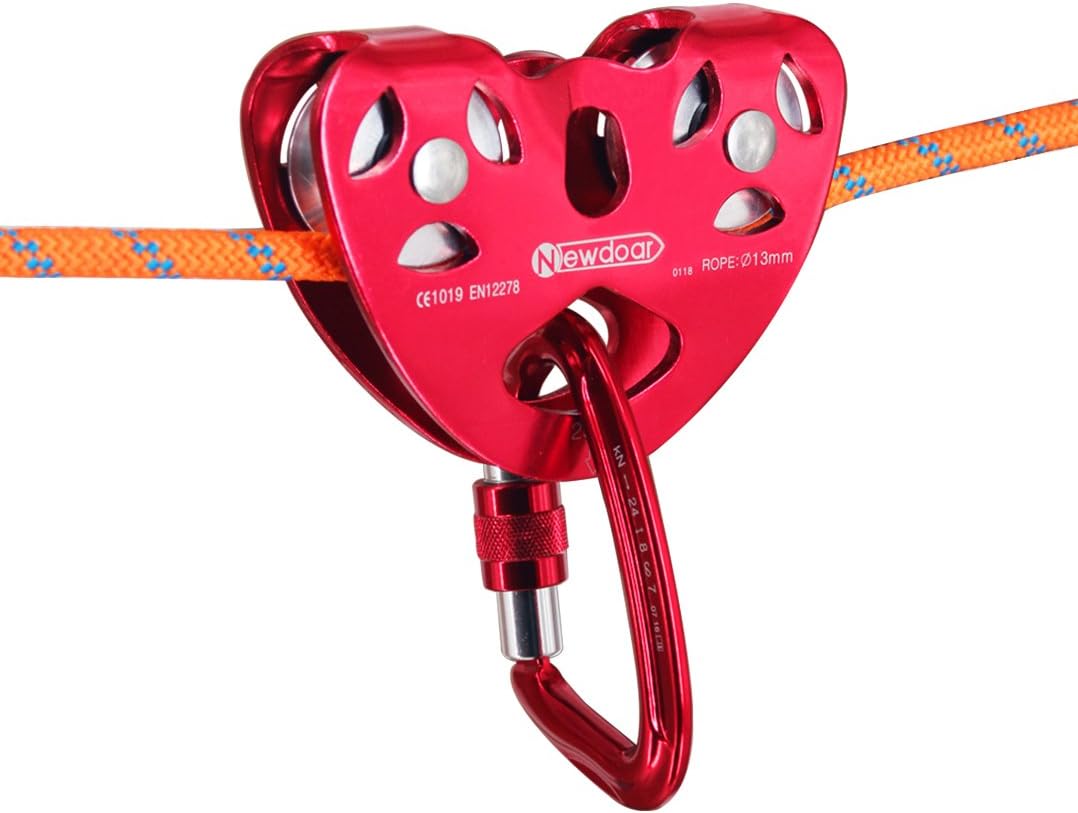 NewDoar Zip Line Pulley,25KN Double Tandem Speed Dual Trolley,CE Certified for Climbing,Rescue,Lifting Fixed Eye Pulley(Aluminum Wheel) : Sports & Outdoors