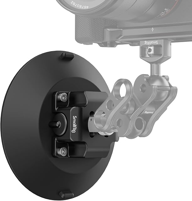 SMALLRIG 6 Mocowanie kamery z przyssawką, mocowanie samochodowe do kamer/smartfonów w samochodzie/czystych i gładkich powierzchniach, maks. zalecane obciążenie do 15kg podczas postoju - 4114
