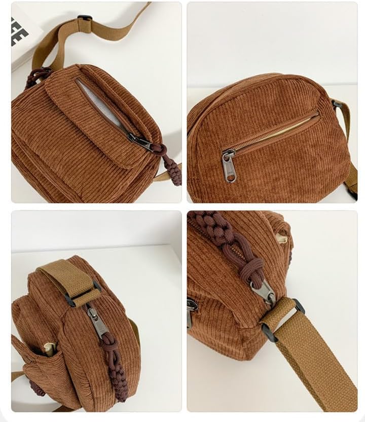 Cute Crossbody Bag Purse for Women, Corduroy Kawaii Shoulder Bag Aesthetic Small Wallet Bag - Image 6