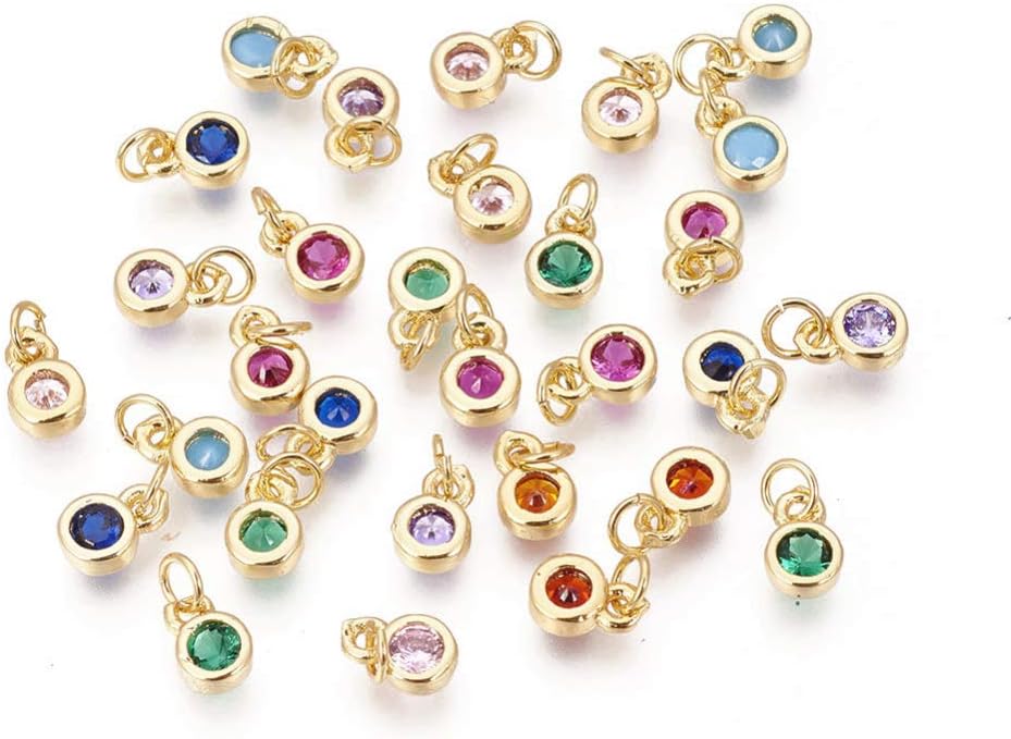 KitBeads 20pcs Real Gold Round Crystal Bead Cubic Zirconia Charms for Jewelry Making - Image 9