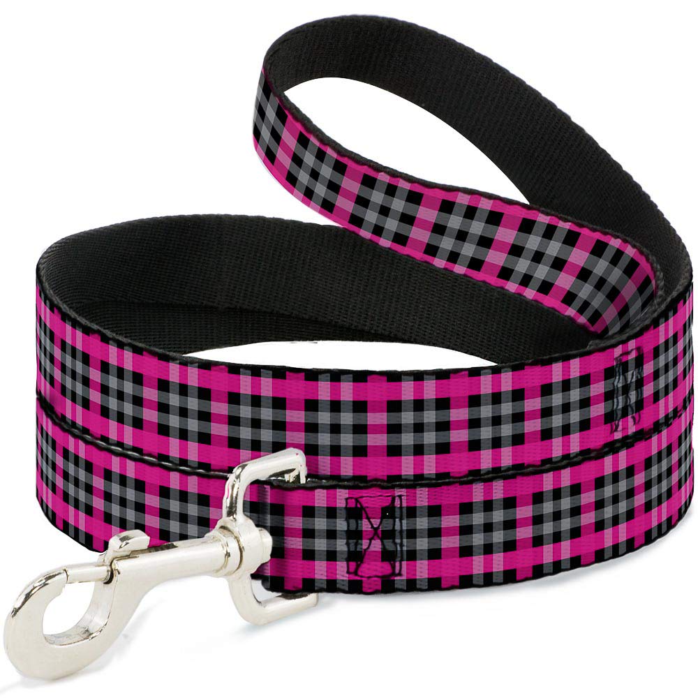 Laisse pour animal domestique motif écossais fuchsia urbain