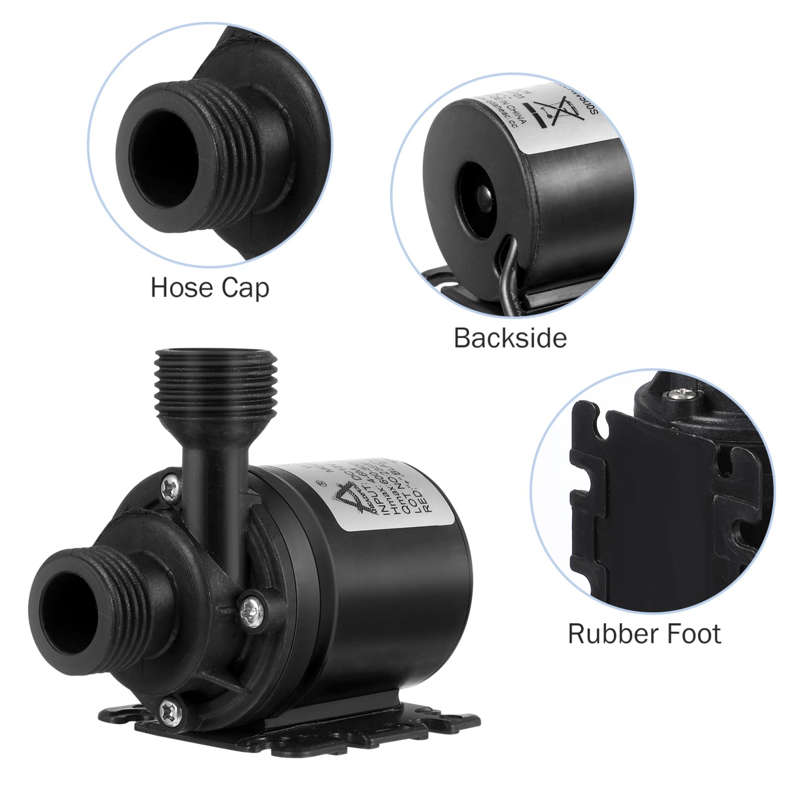 ULTECHNOVO Pompa sommergibile senza spazzole, 800 l/h 5 m, altezza federale DC 12 V, mini pompa dell'acqua per laghetto, fontana, cascata, acquari, di circolazione dell'acqua