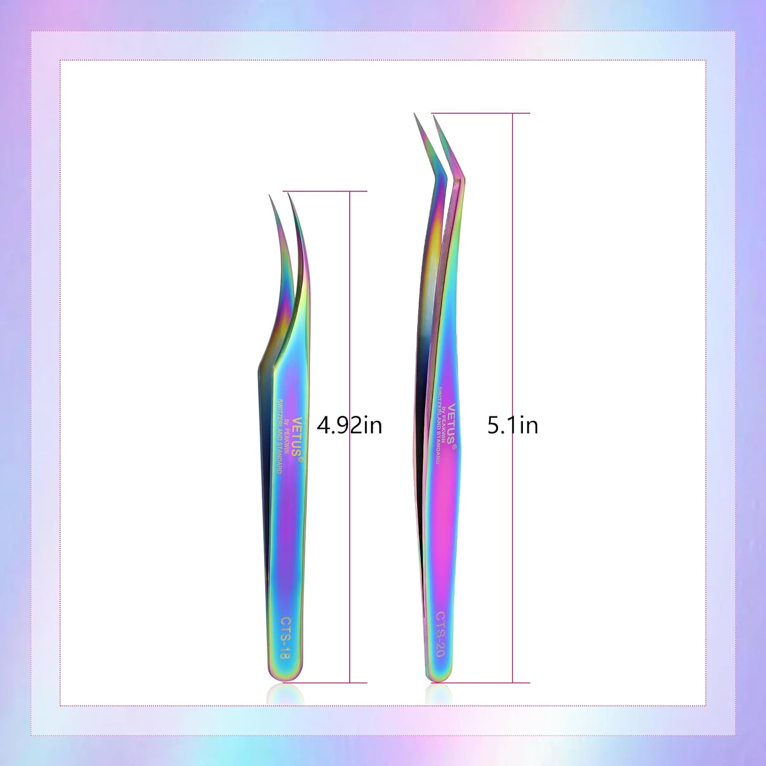 Fiber Tip Tweezers for Lash Extensions Precision Eyelash Isolation, (2PCS)