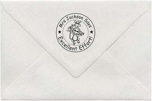 Miniatura 5 de StampsbyJoyce RFS1087 - Sello escolar personalizado con autoentintado con excelente esfuerzo, sello redondo con monograma, rojo, azul, negro, verde,