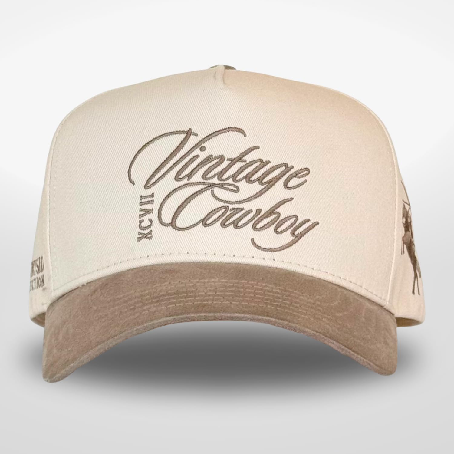 Cappello Vintage da Camionista Occidentale | Uomo e Donna | Cappellini Carini Country per Cowgirl Cowboy | Cotone Ricamato in Denim Mimetico | Snapback, Cowboy Vintage | Camoscio Fango, Taglia Unica