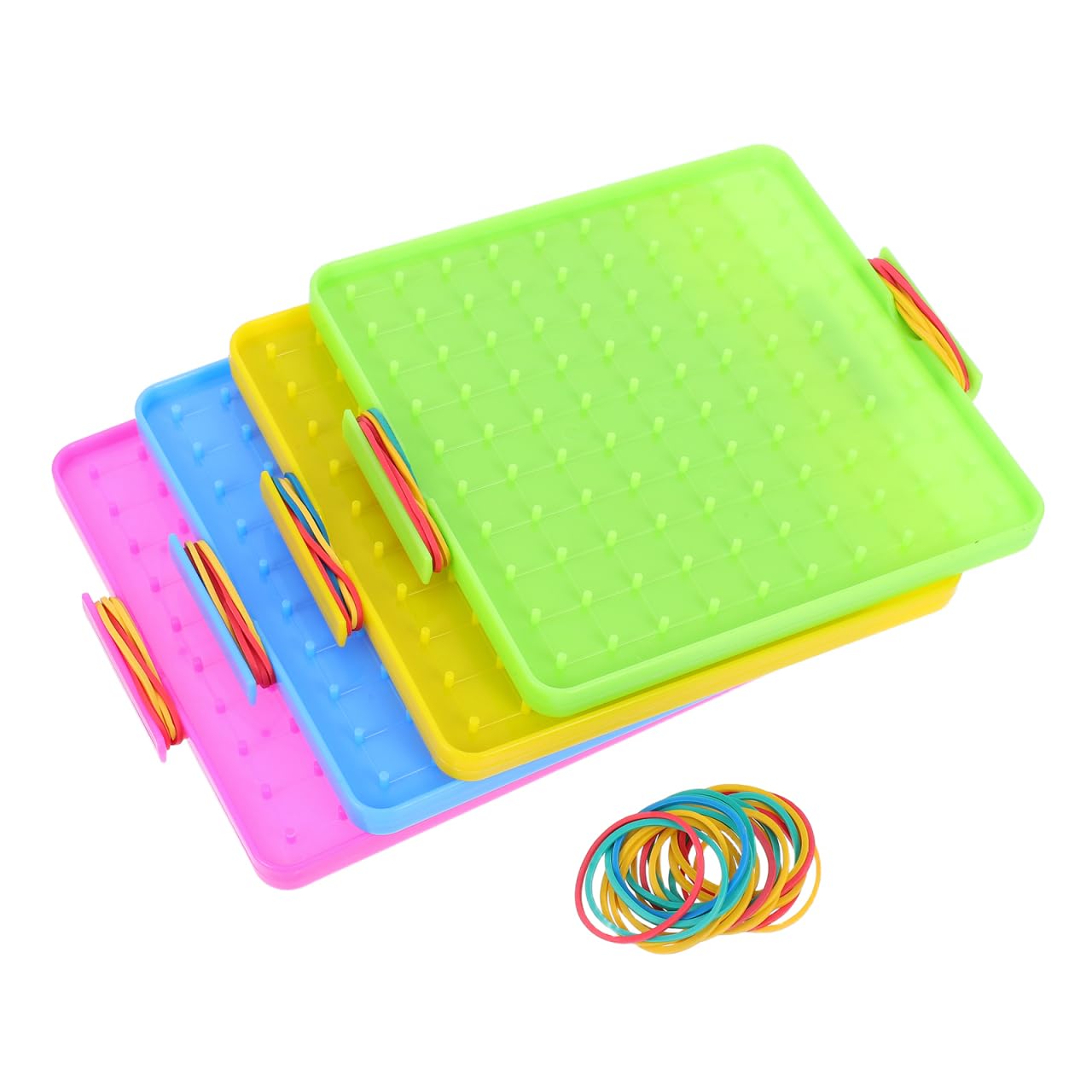 Gatuida 4juegos Geoplano De Doble Cara para Matemáticas Rompecabezas De Formas con Bandas Elásticas Juguete Educativo para Actividades De Aprendizaje Divertidas Primaria