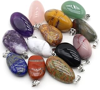 QSLLER 20pcs Natural Amethyst Rose Quartz Crystal Stone Pendants - Smooth Polished Gemstone Charms for DIY Necklace Earrings Jewelry Making
