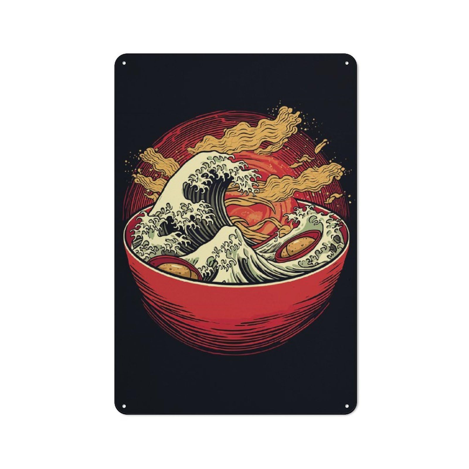 Junmoney Ramen Japanese Food Vintage Metal Sign 30X20cm, Bistro Style Bistro Wall Plaque For Tea Room, Shop Wall Or Breakfast Area