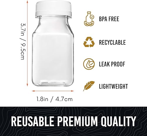 Miniatura 7 de Norcalway Botellas pequeñas de plástico de 4 onzas con tapas negras para líquidos, tapas de chupito de jengibre, aptas para el congelador de jugo de