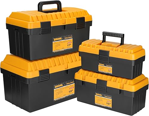 Juego de caja de herramientas 4 en 1 organizador de herramientas apilable con bandeja extraíble, almacenamiento de herramientas duradero para