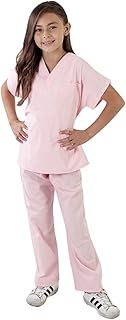 M&M SCRUBS Super Soft Children Scrub Set Kids Dress up (5/6, Pink)