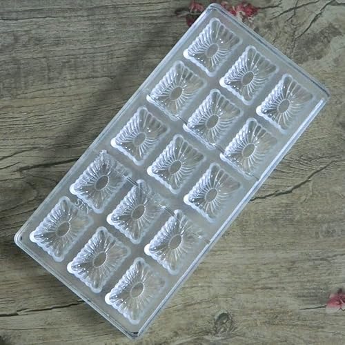 Miniatura 3 de Grainrain Moldes de chocolate de plástico Moldes de caramelo de flores rectangulares Moldes de policarbonato de plástico Moldes de chocolate