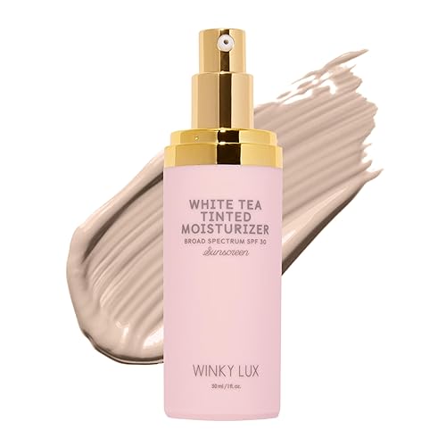 Winky Lux Crema hidratante teñida de té blanco SPF 30 – Cobertura edificable con SPF facial, protector solar ligero para cara, acabado naturalmente