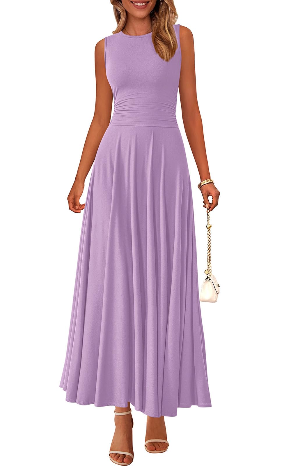 PRETTYGARDEN Womens Sleeveless Summer Dresses 2026 Flowy Aline Maxi Dress
