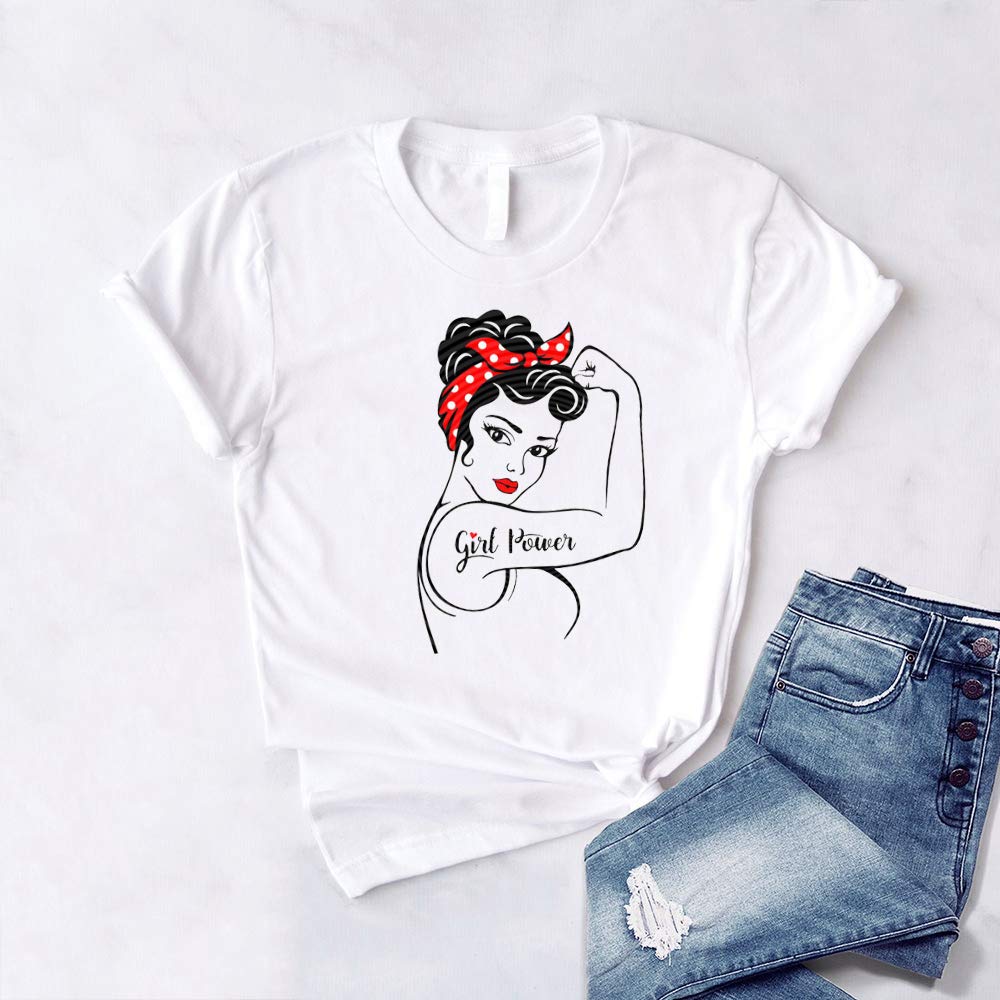 WINGZOOWomens T Shirt-Novelty Funny Saying Girl Power Humor Graphic Tee Short Sleeve Letter Print Casual Tee for Women