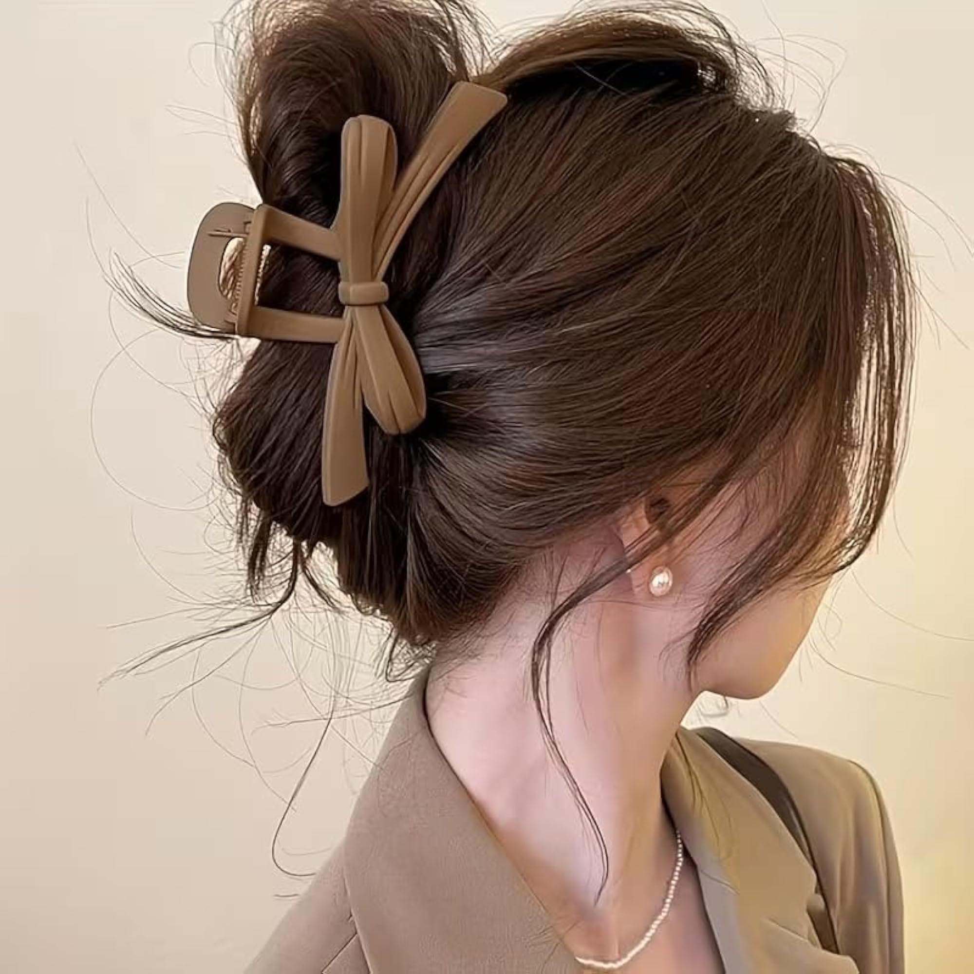 2-Piece Premium Matte Ribbon Hair Claw Clips