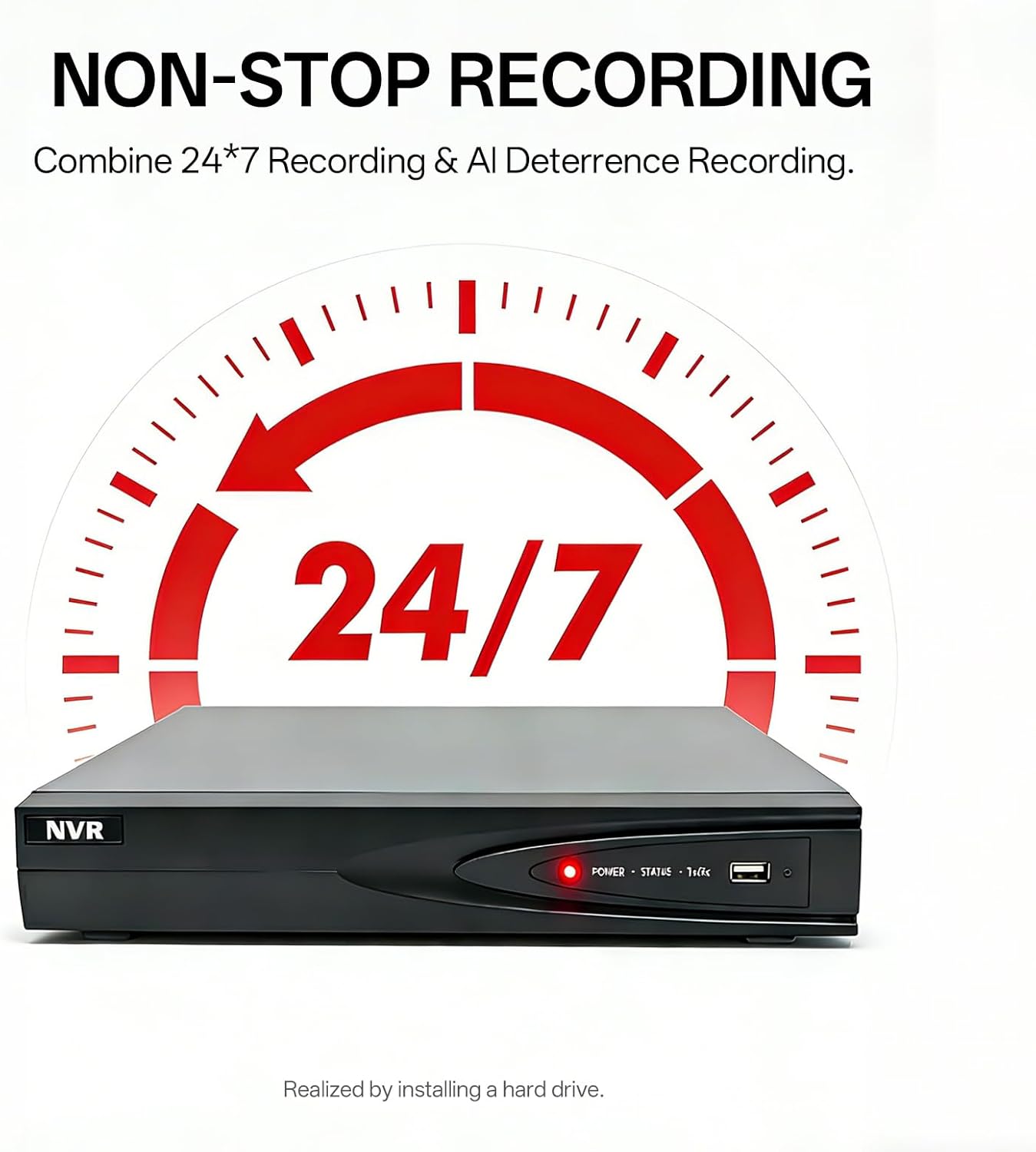 8-Channel PoE NVR Recorder with Built-in PoE Switch, 4K HDMI Output, Supports 8MP IP Cameras, ONVIF Compatible, Wired Security System(Guarding Vision)