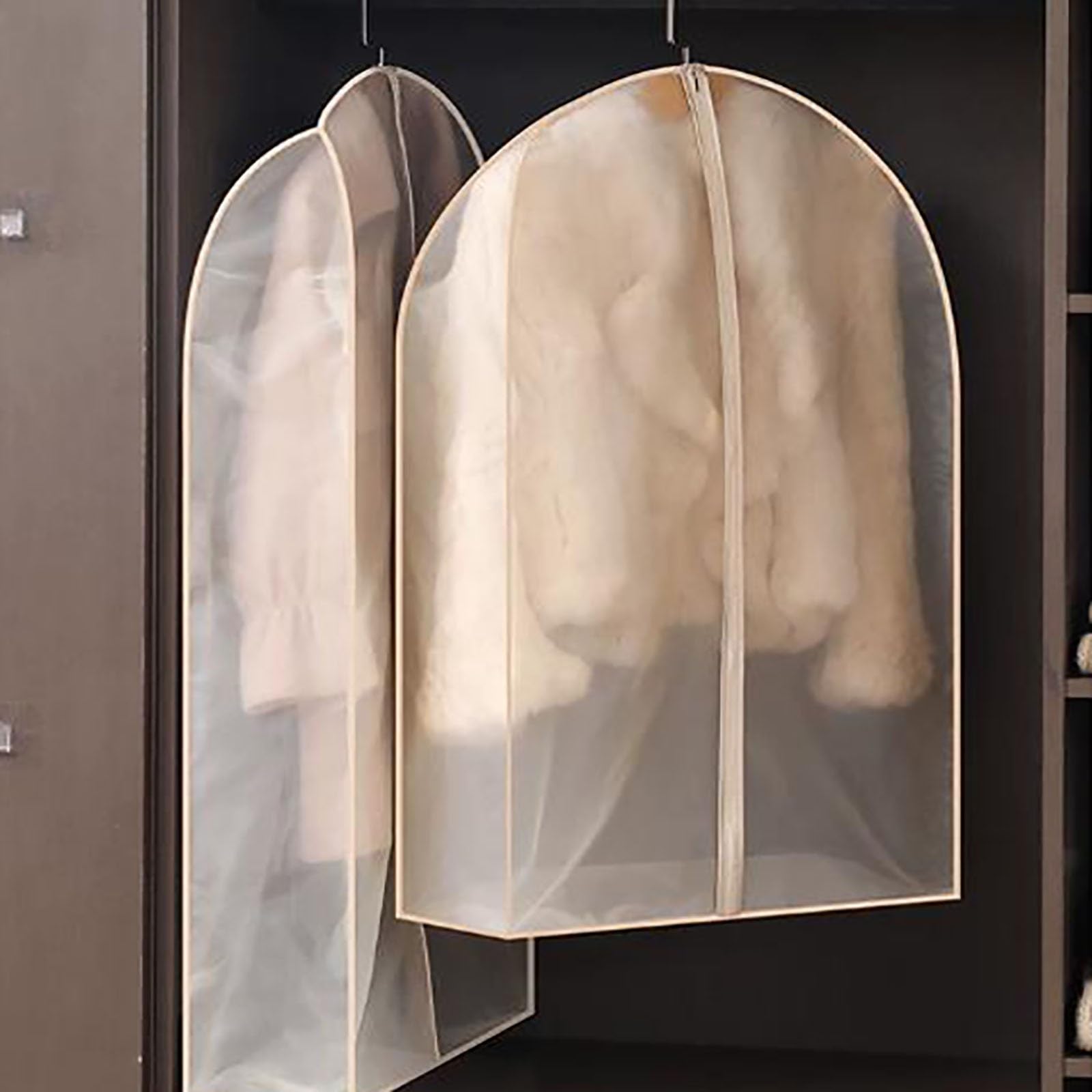 Lote de 2 Fundas Abrigos para Colgar, Fundas Ropa de Organza con Cremallera, Porta Trajes, Aptas para Abrigos y el Armario(60 * 17 * 90cm/24 * 7 * 35in)