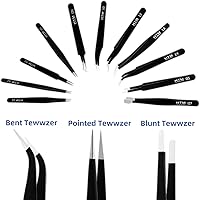 Vista 2 de HengTianMei Juego de pinzas de precisión, juego de pinzas de acero inoxidable antiestáticas ESD para manualidades, joyería, electrónica, trabajo