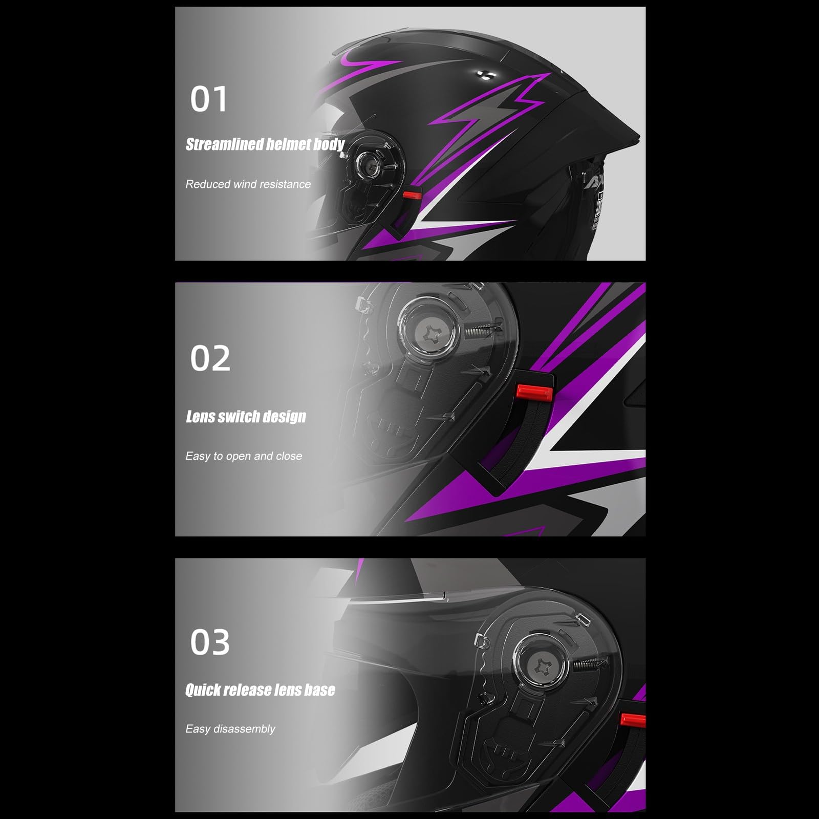 Casco Integral De Motocicleta Modular Homologado ECE 22.06 con Doble Visera para Adultos, Hombres Y Mujeres