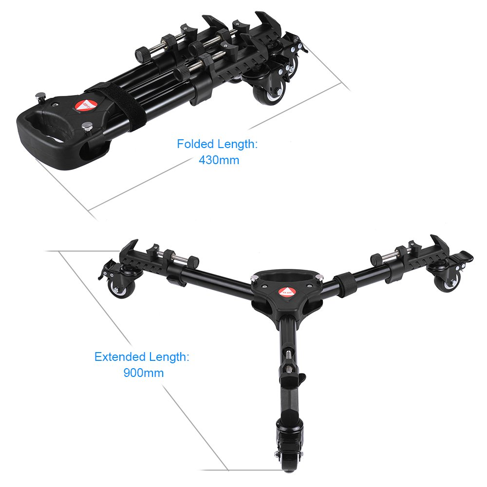 Photography Professional - Treppiede universale pieghevole con ruote in gomma e supporti regolabili per fotocamere Canon, Nikon, Sony, DSLR, videocamere, video illuminazione, portata massima 20kg