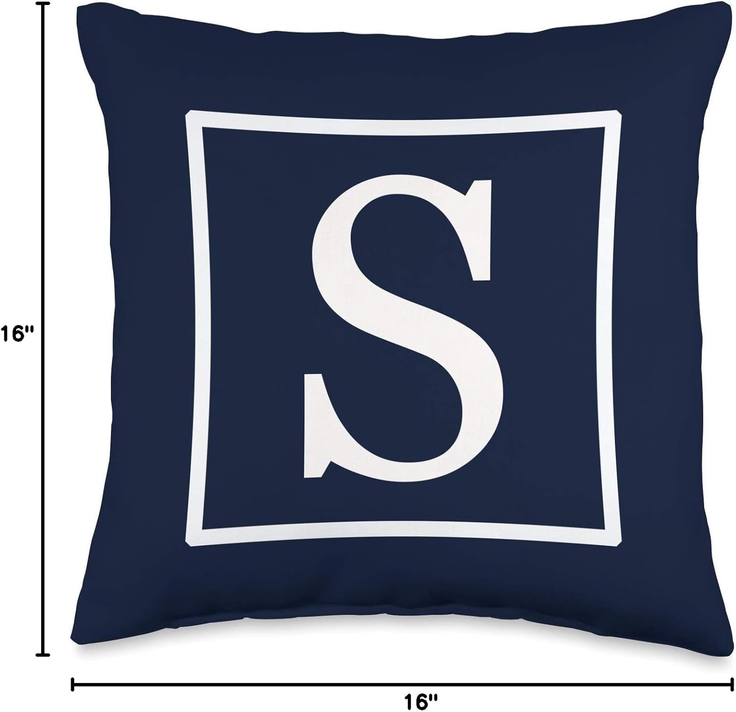 White English Alphabet Letter S Monogram Initial Navy Blue Throw Pillow