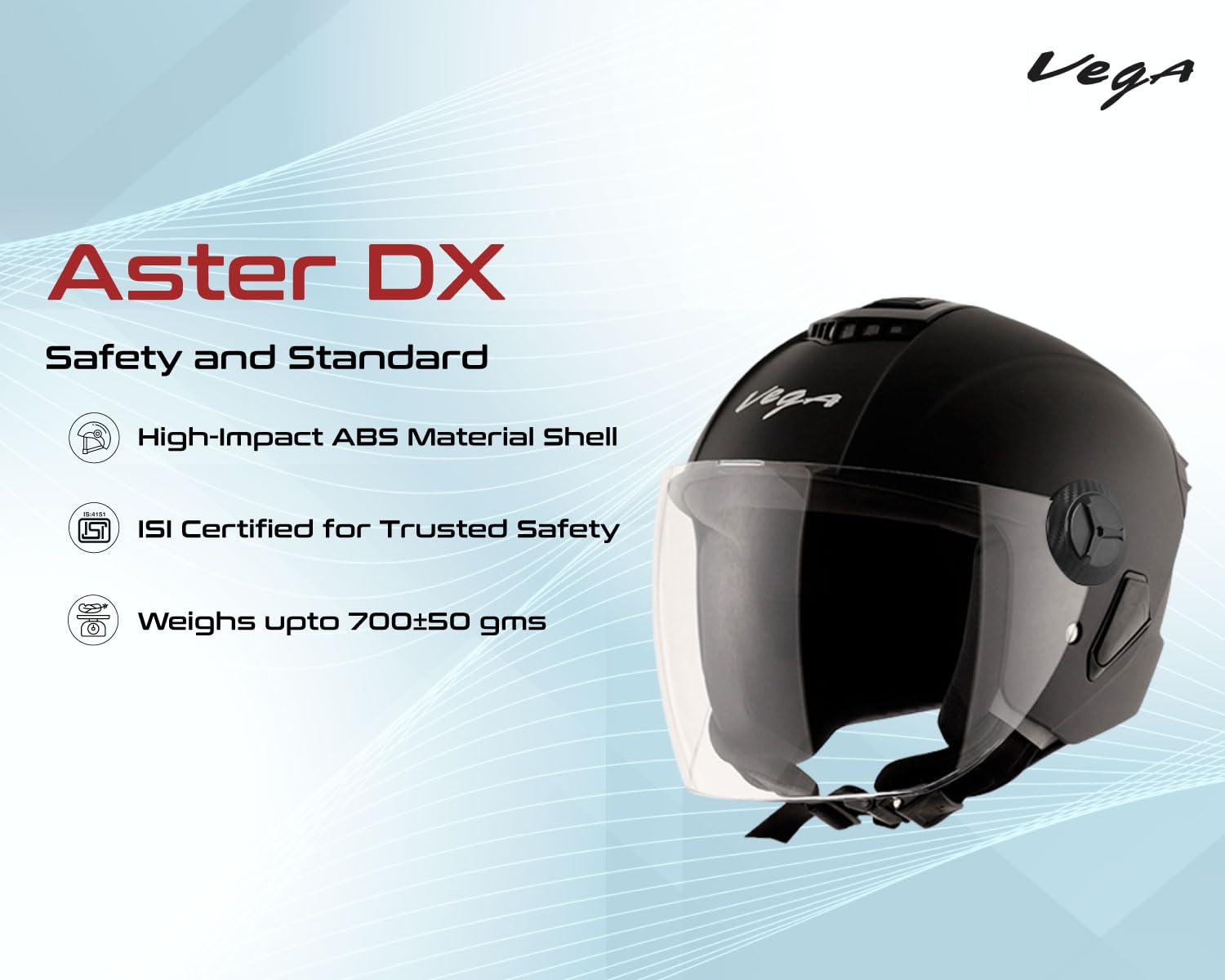 Vega Aster Dx Dull Black Helmet-L - Image 2 thumbnail