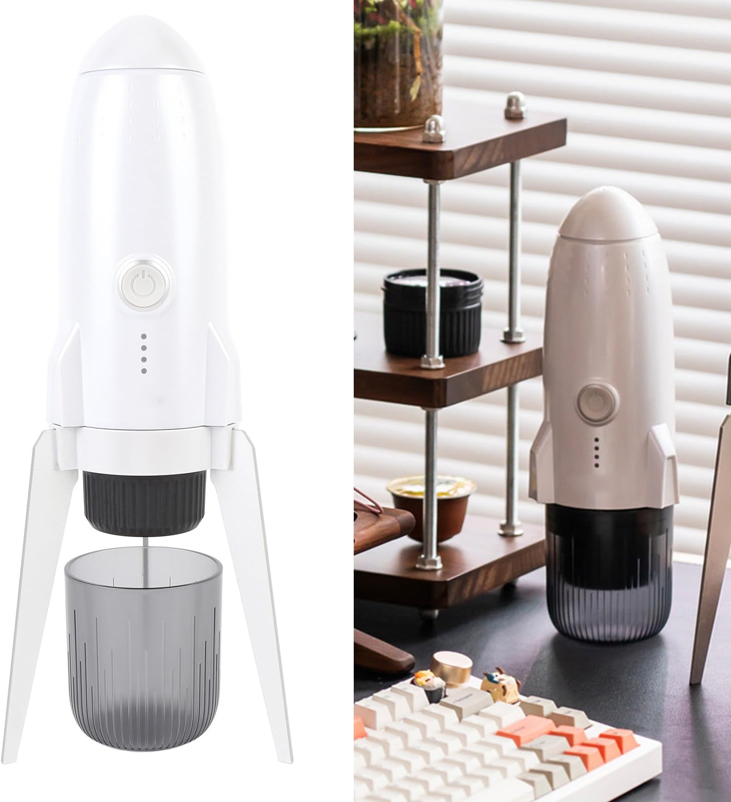 AYNEFY Portable Coffee Maker, Capsule Machine, Kettle, Tea Maker for Travel, Camping, Office with Rapid Heat Up, Cordless, Compatible with Capsules, ABS