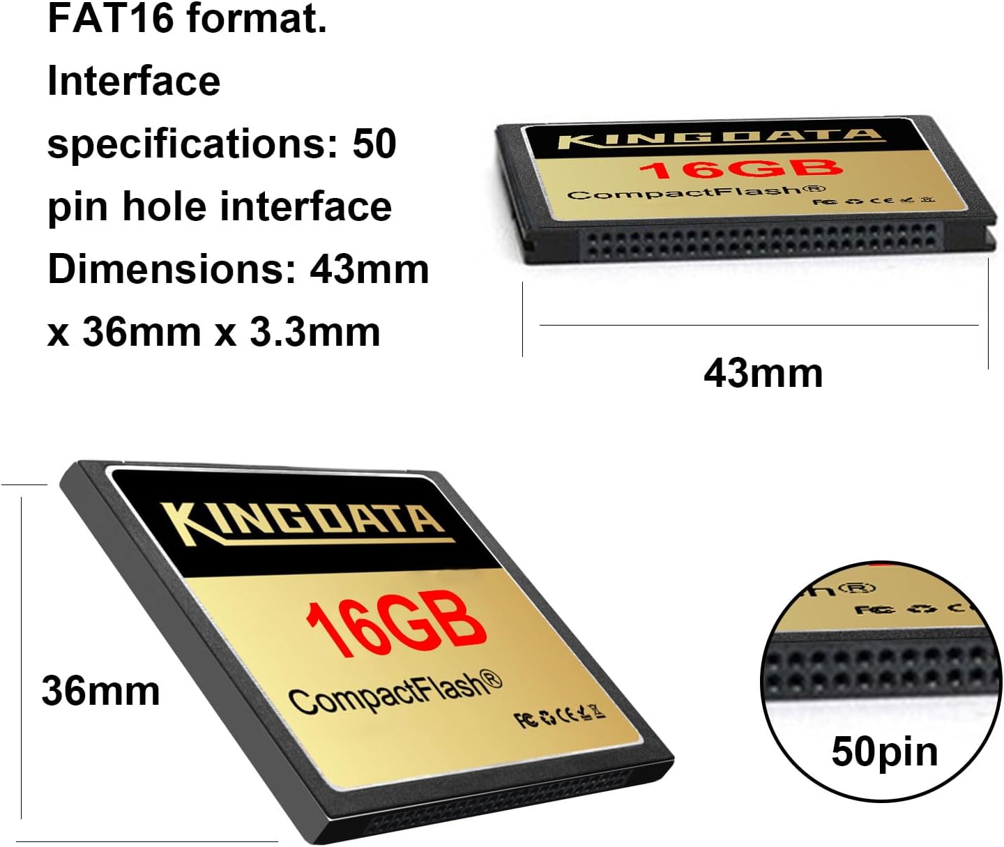 Compact Flash Card 2Pack 16GB CF400X FAT32 Type I for Equipment Vintage Digital Cameras