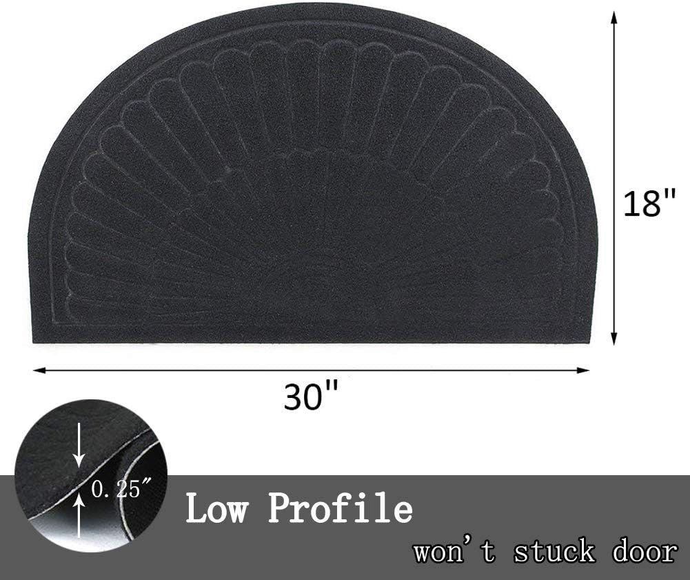 E-view Half Round Door Mat Mud Dirt Trapper Shoe Scraper Mat Entry Mat Rugs for Front Door Low Profile Indoor Washable