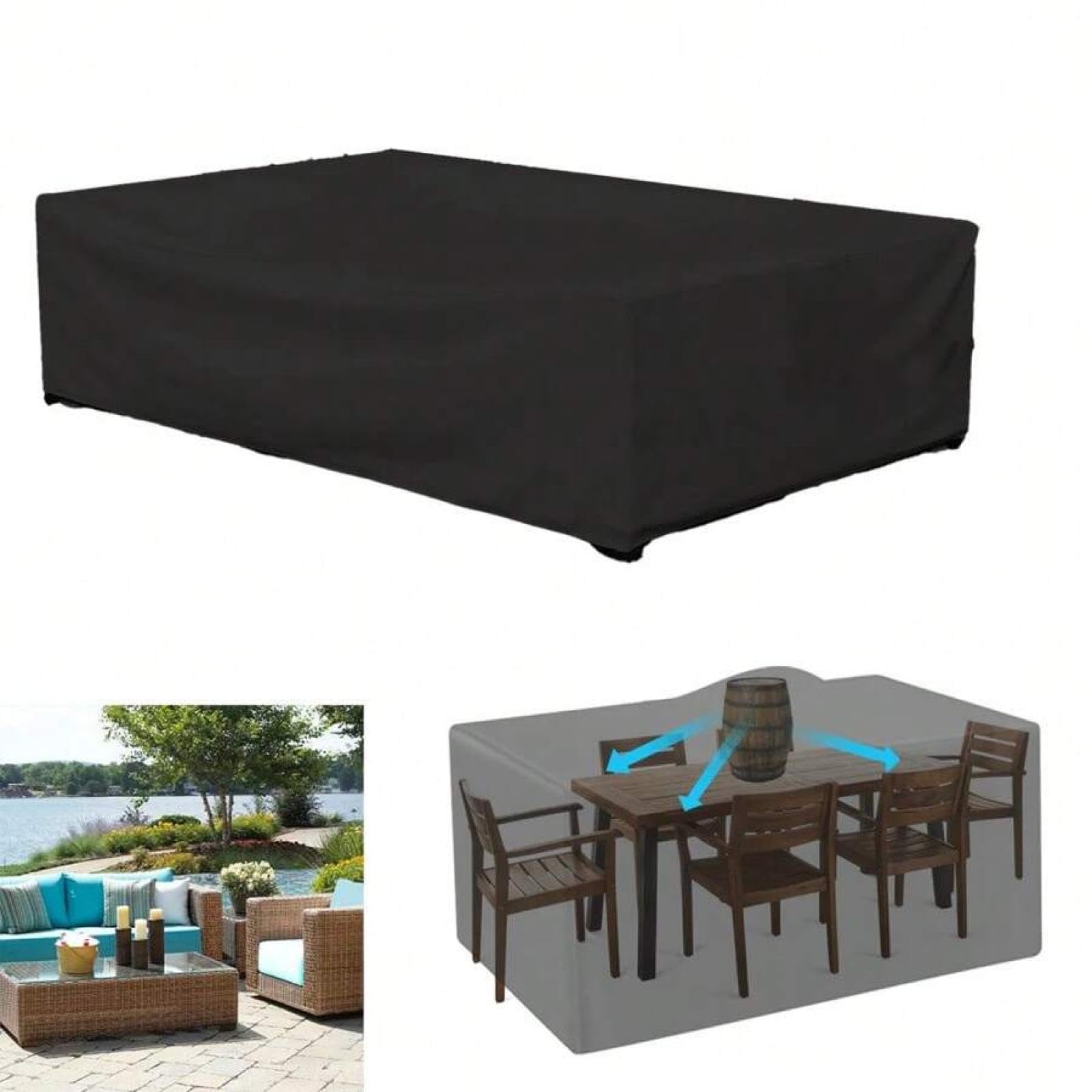 Lot de 4 housses imperméables pour meubles de jardin en tissu Oxford 420D 240 x 115 x 75 cm