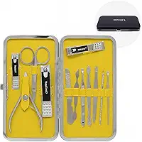 Kit Manicure e Pedicure Completo 12 Peças — Aço Inoxidável Premium, Estojo de Viagem Compacto, Unhas Impecáveis em Qualquer Lugar