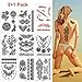 Produktbild Tattoo Aufkleber, temporäre Tattoos Mode Body Art Aufkleber, wasserdichte Fake Tattoos, Schwarz Temporäre Tattoos Set von 8 Blatt, Geschenk -1 x Halloween Tattoo Aufkleber