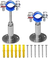 POTONZ Stainless Steel 304 Adjustable Pipe Clamps Hangers, Wall Ceiling Mount 2PCS for 1/2" Pipes (19-22mm OD), 50-100mm Height