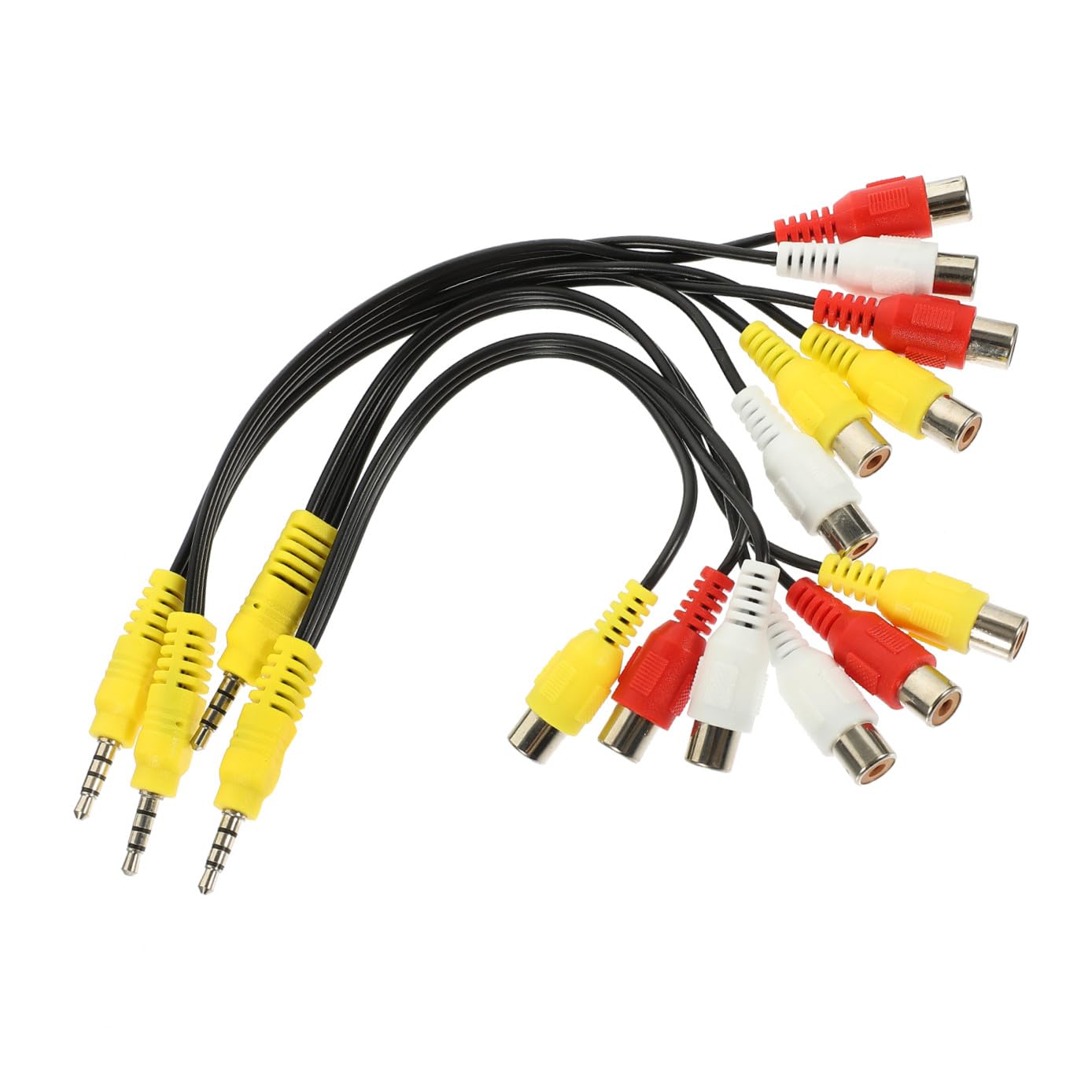 4pcs 3.5mm to 3-Way Composite Female Audio Adapter Cable Splitter Cord for Tv Set-top Box Stereo Audio Connection Household Electronics