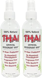 THAI Natural Crystal Deodorant Mist Spray (8 Fluid Ounces) (Pack of 2)
